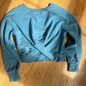 Athleta Girl Pullover Twist Sweatshirt Teal Medium 8-10